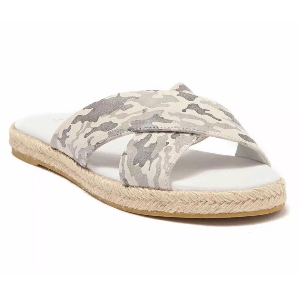 J/Slides Reva Camo Leather Sandals Size 8